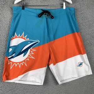 Miami Dolphins Board Shorts Size 38 Swim Trunks NFL Team Apparel * FLAWS READ *